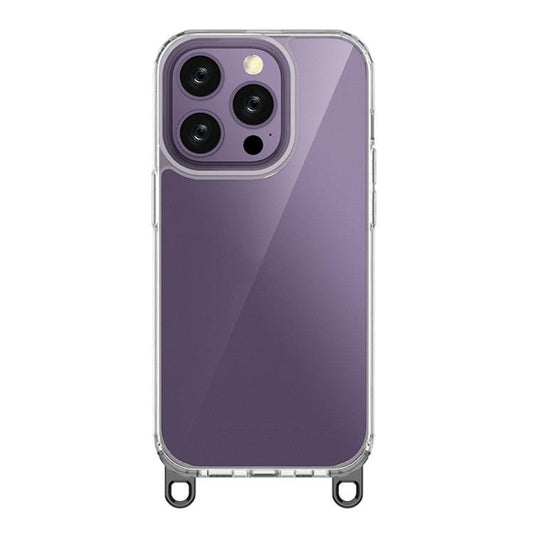 For iPhone 13 Pro Kalebol Minimalist High Transparency Multi Color Lanyard Hole Phone Case(Black) by Kalebol