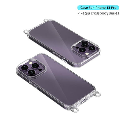 For iPhone 13 Pro Kalebol Minimalist High Transparency Multi Color Lanyard Hole Phone Case(Black) by Kalebol