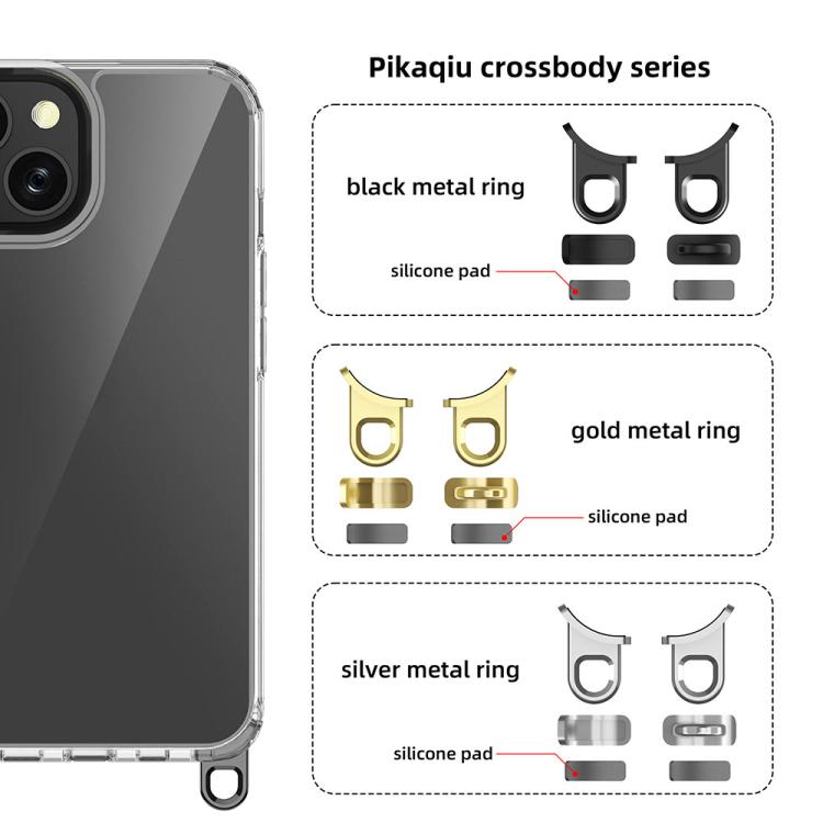 For iPhone 13 Kalebol Minimalist High Transparency Multi Color Lanyard Hole Phone Case(Gold) by Kalebol