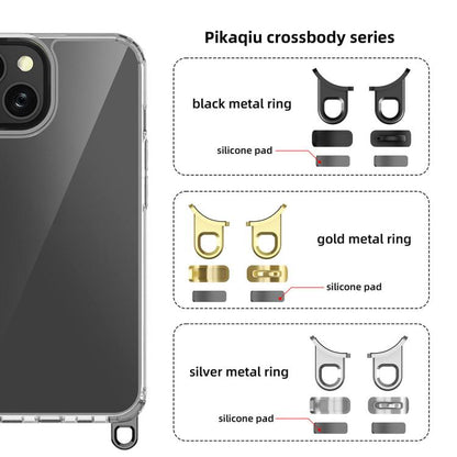 For iPhone 13 Kalebol Minimalist High Transparency Multi Color Lanyard Hole Phone Case(Gold) by Kalebol