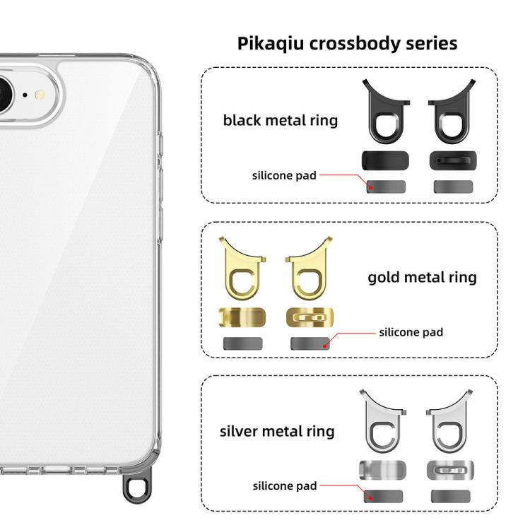 For iPhone 16e Kalebol Minimalist High Transparency Multi Color Lanyard Hole Phone Case(Transparent) by Kalebol