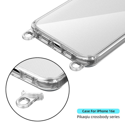 For iPhone 16e Kalebol Minimalist High Transparency Multi Color Lanyard Hole Phone Case(Transparent) by Kalebol