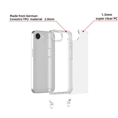 For iPhone 16e Kalebol Minimalist High Transparency Multi Color Lanyard Hole Phone Case(Transparent) by Kalebol