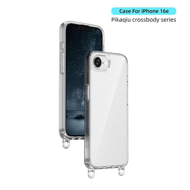 For iPhone 16e Kalebol Minimalist High Transparency Multi Color Lanyard Hole Phone Case(Transparent) by Kalebol