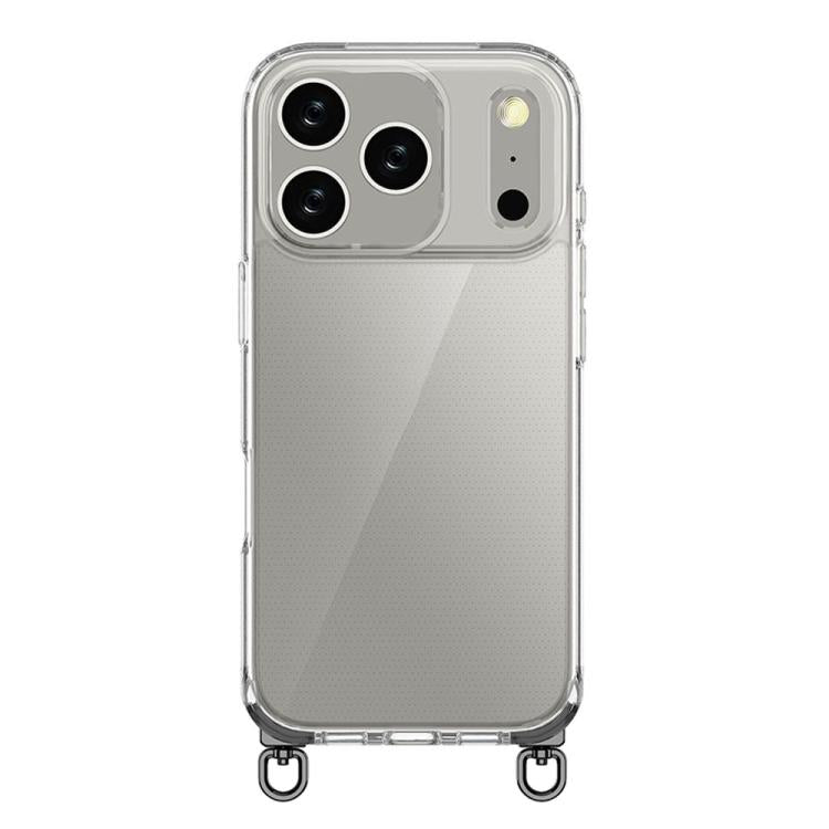 For iPhone 17 Pro Kalebol Minimalist High Transparency Multi Color Rotating Lanyard Hole Phone Case(Black) by Kalebol