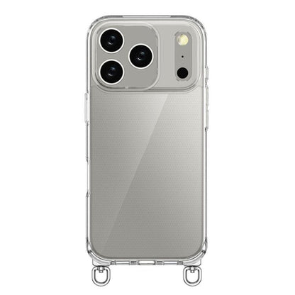 For iPhone 17 Pro Kalebol Minimalist High Transparency Multi Color Rotating Lanyard Hole Phone Case(Silver) by Kalebol