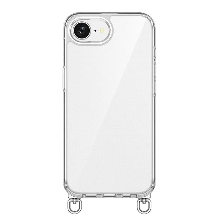 For iPhone 16e Kalebol Minimalist High Transparency Multi Color Rotating Lanyard Hole Phone Case(Silver) by Kalebol