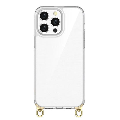 For iPhone 14 Pro Kalebol Minimalist High Transparency Multi Color Rotating Lanyard Hole Phone Case(Gold) by Kalebol
