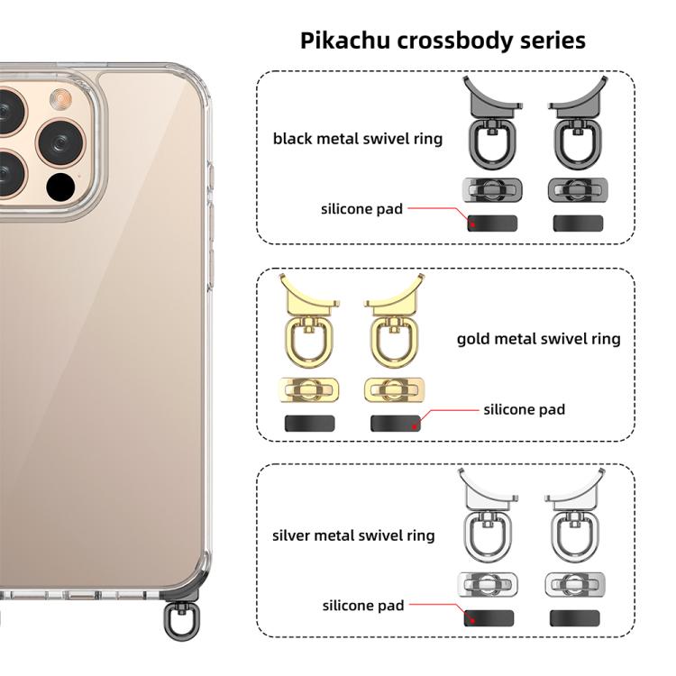 For iPhone 16 Kalebol Minimalist High Transparency Multi Color Rotating Lanyard Hole Phone Case(Silver) by Kalebol