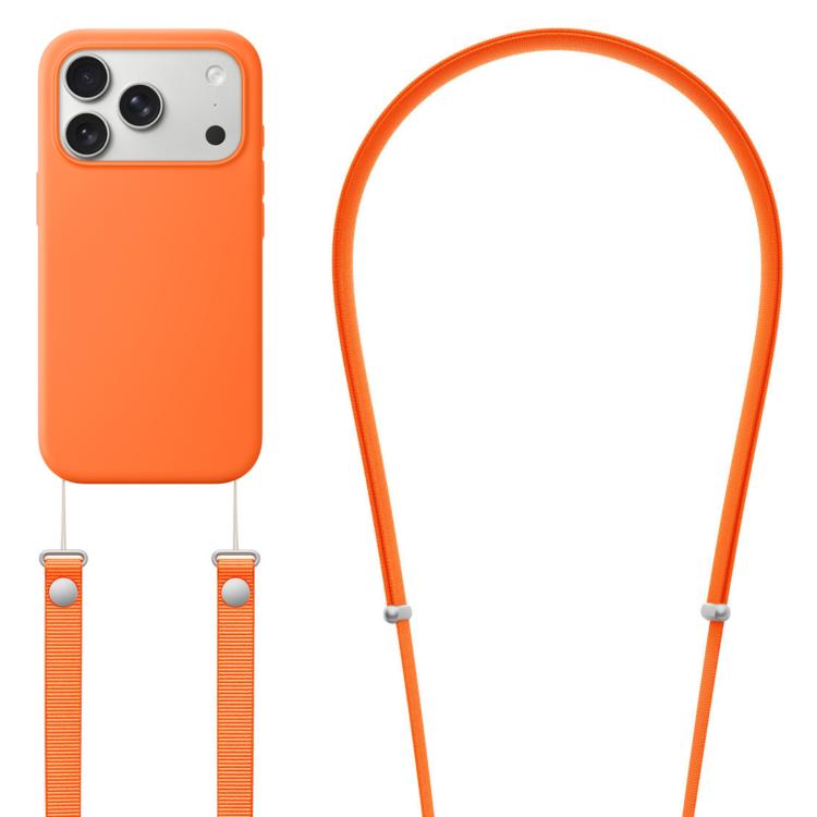 For iPhone 17 Pro Max Crossbody Imitation Nylon Magnetic Liquid Pop-Up Animation Liquid Silicone Phone Case(Orange) by Kalebol