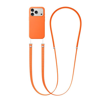 For iPhone 17 Pro Max Crossbody Imitation Nylon Magnetic Liquid Pop-Up Animation Liquid Silicone Phone Case(Orange) by Kalebol