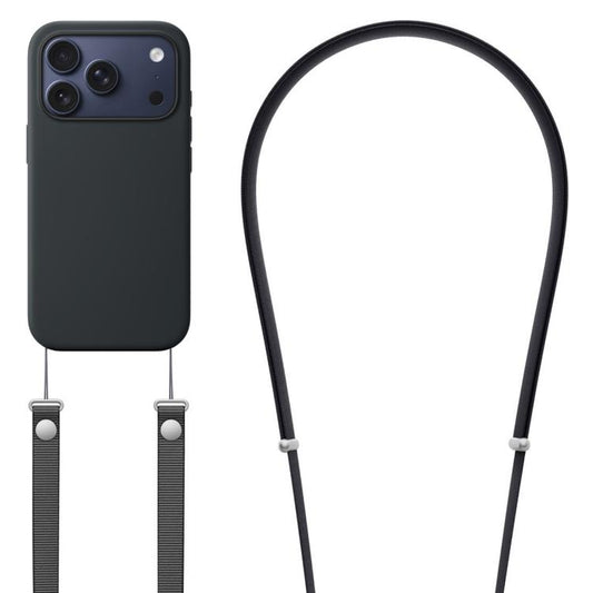 For iPhone 17 Pro Crossbody Imitation Nylon Magnetic Liquid Pop-Up Animation Liquid Silicone Phone Case(Black) by Kalebol