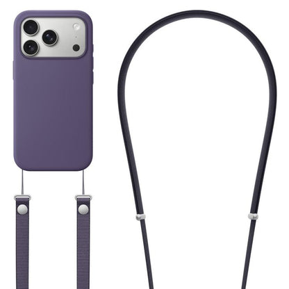 For iPhone 17 Pro Crossbody Imitation Nylon Magnetic Liquid Pop-Up Animation Liquid Silicone Phone Case(Purple) by Kalebol