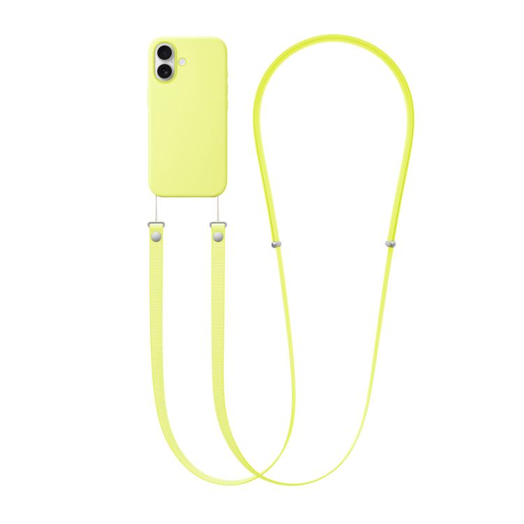 For iPhone 17 Crossbody Imitation Nylon Magnetic Liquid Pop-Up Animation Liquid Silicone Phone Case(Fluorescent Green) by Kalebol