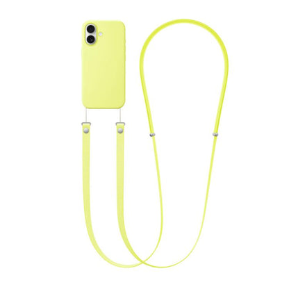 For iPhone 17 Crossbody Imitation Nylon Magnetic Liquid Pop-Up Animation Liquid Silicone Phone Case(Fluorescent Green) by Kalebol
