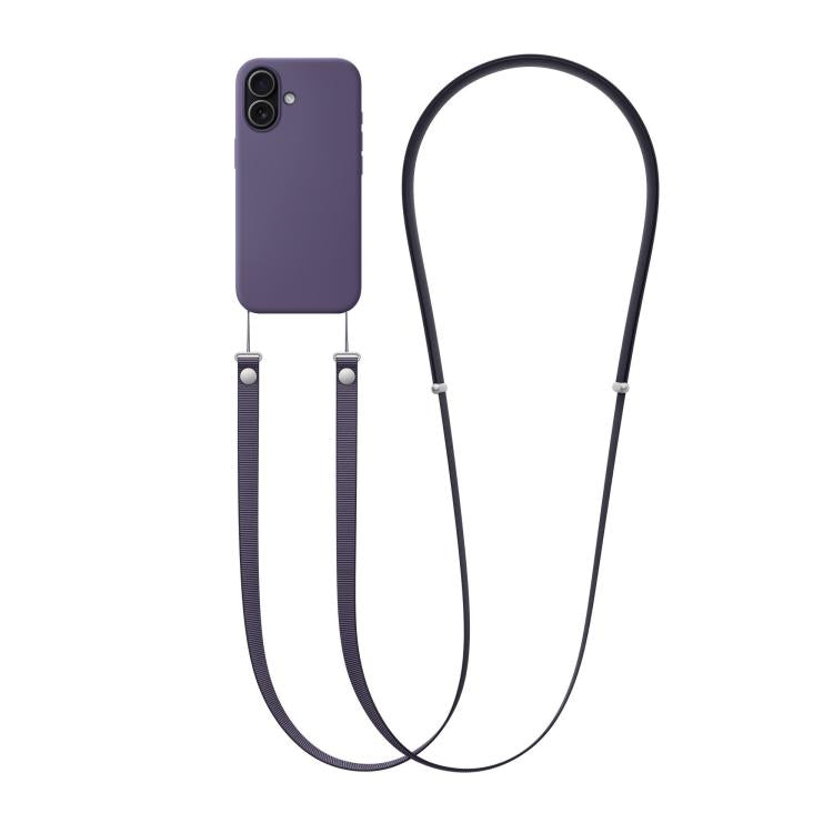 For iPhone 17 Crossbody Imitation Nylon Magnetic Liquid Pop-Up Animation Liquid Silicone Phone Case(Purple) by Kalebol