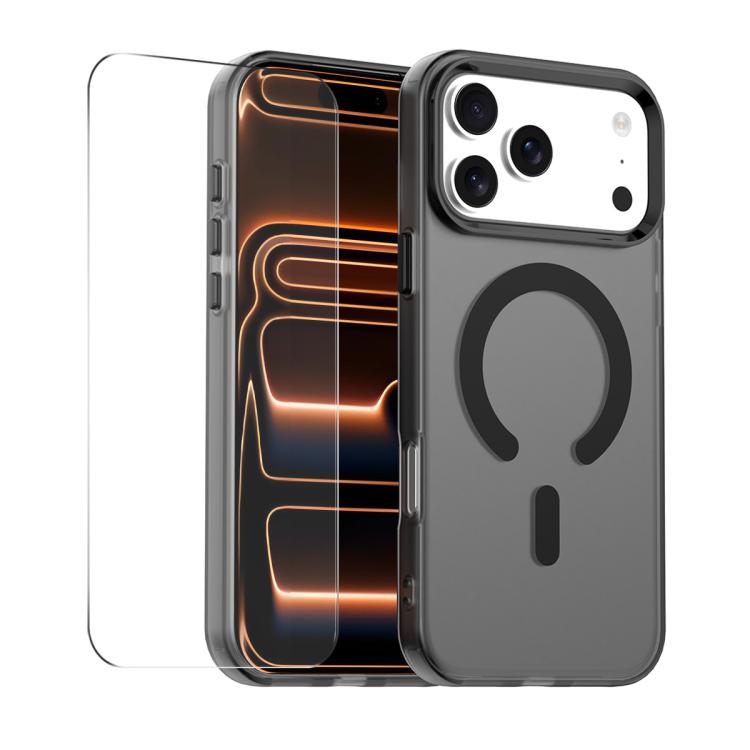 For iPhone 17 Pro ENKAY Hat-Prince MagSafe Candy Color Phone Case with Thick Adhesive Glass Film(Black) by ENKAY