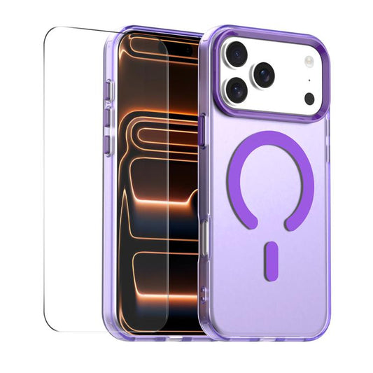For iPhone 17 Pro ENKAY Hat-Prince MagSafe Candy Color Phone Case with Thick Adhesive Glass Film(Purple) by ENKAY
