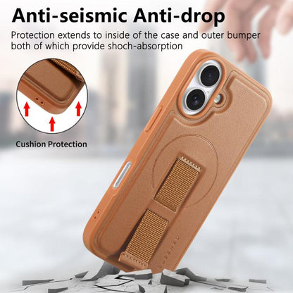 For iPhone 17 CaseNeo Finger Grip Wristband MagSafe Back Phone Case(Brown) by CaseNeo