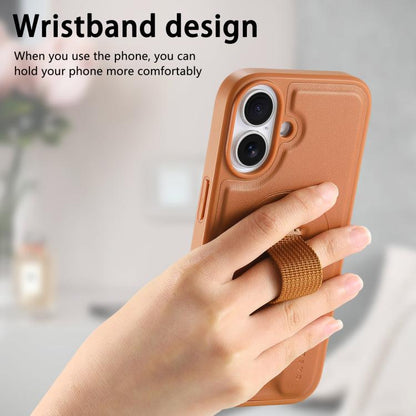 For iPhone 17 CaseNeo Finger Grip Wristband MagSafe Back Phone Case(Brown) by CaseNeo