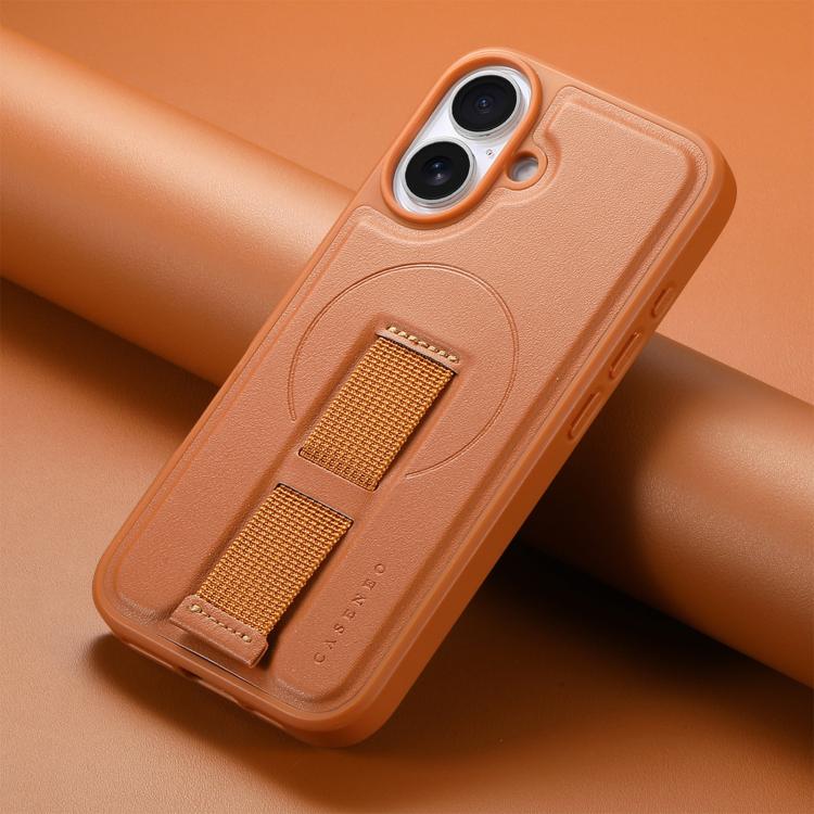 For iPhone 17 CaseNeo Finger Grip Wristband MagSafe Back Phone Case(Brown) by CaseNeo