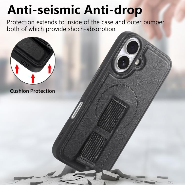 For iPhone 17 CaseNeo Finger Grip Wristband MagSafe Back Phone Case(Black) by CaseNeo