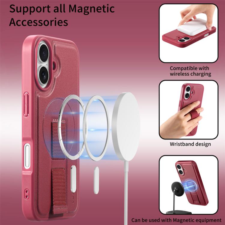 For iPhone 17 CaseNeo Finger Grip Wristband MagSafe Back Phone Case(Red) by CaseNeo