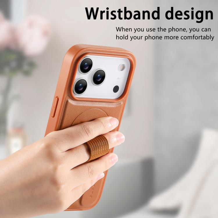 For iPhone 17 Pro CaseNeo Finger Grip Wristband MagSafe Back Phone Case(Brown) by CaseNeo