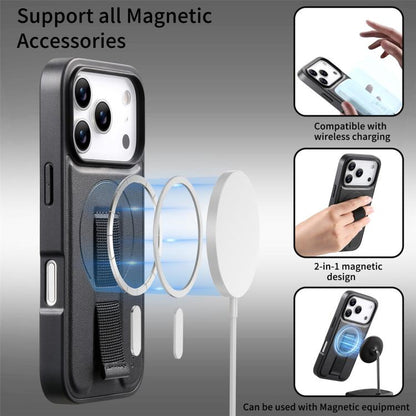 For iPhone 17 Pro CaseNeo Finger Grip Wristband MagSafe Back Phone Case(Black) by CaseNeo