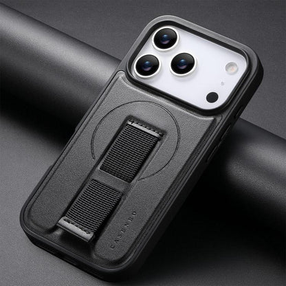 For iPhone 17 Pro CaseNeo Finger Grip Wristband MagSafe Back Phone Case(Black) by CaseNeo