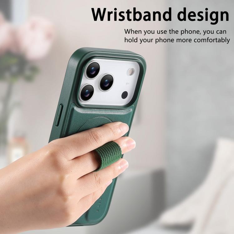For iPhone 17 Pro CaseNeo Finger Grip Wristband MagSafe Back Phone Case(Green) by CaseNeo