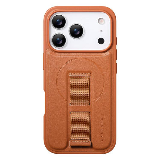 For iPhone 17 Pro Max CaseNeo Finger Grip Wristband MagSafe Back Phone Case(Brown) by CaseNeo