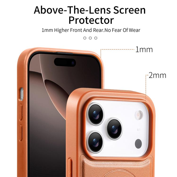 For iPhone 17 Pro Max CaseNeo Finger Grip Wristband MagSafe Back Phone Case(Brown) by CaseNeo