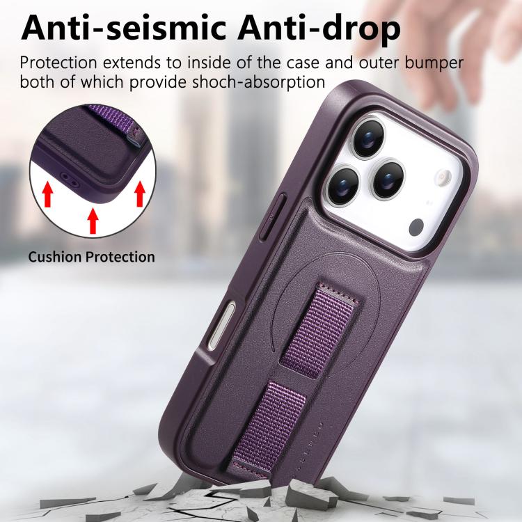 For iPhone 17 Pro Max CaseNeo Finger Grip Wristband MagSafe Back Phone Case(Purple) by CaseNeo