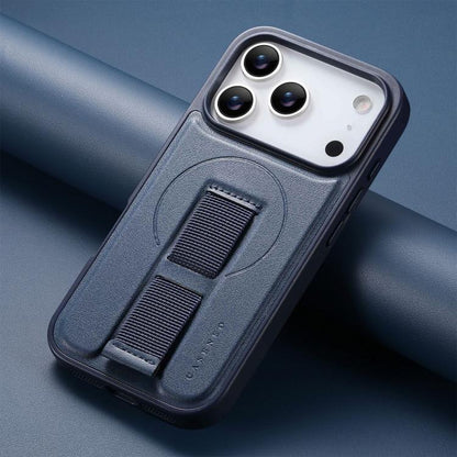 For iPhone 17 Pro Max CaseNeo Finger Grip Wristband MagSafe Back Phone Case(Blue) by CaseNeo