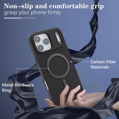 For iPhone 17 Pro Max Kalebol Carbon Fiber MagSafe Phone Case(Black) by Kalebol