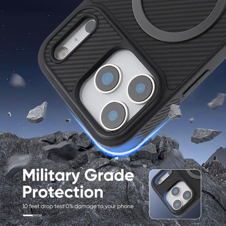 For iPhone 17 Pro Max Kalebol Carbon Fiber MagSafe Phone Case(Black) by Kalebol