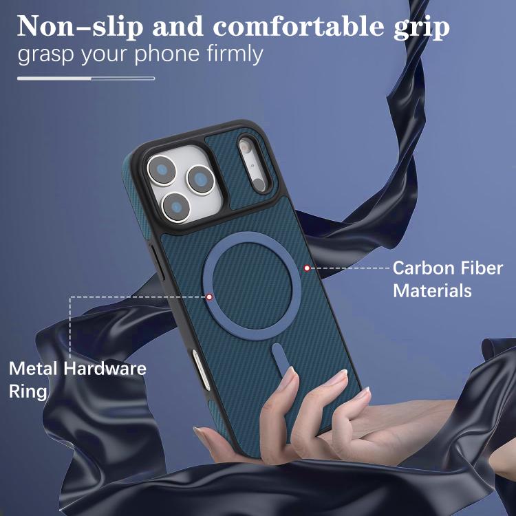 For iPhone 17 Pro Max Kalebol Carbon Fiber MagSafe Phone Case(Blue) by Kalebol