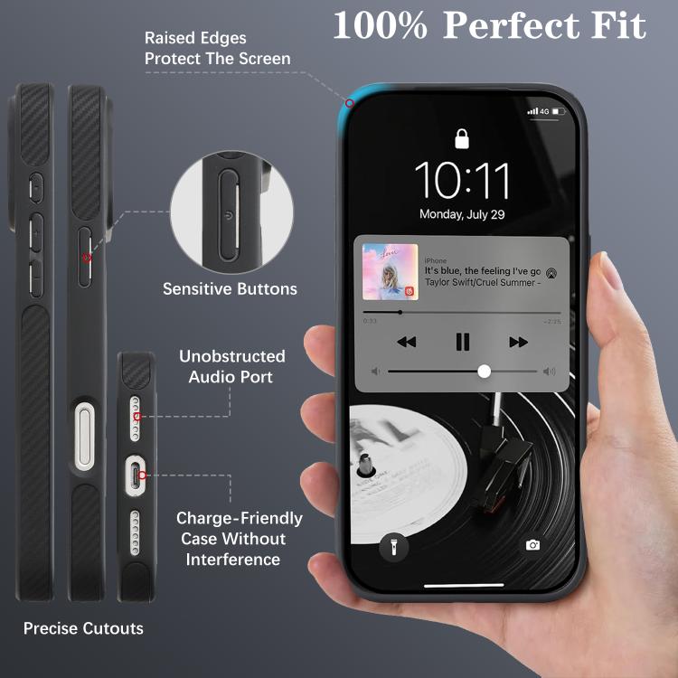 For iPhone 17 Pro Kalebol Carbon Fiber MagSafe Phone Case(Black) by Kalebol