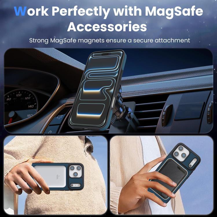 For iPhone 17 Pro Kalebol Carbon Fiber MagSafe Phone Case(Blue) by Kalebol