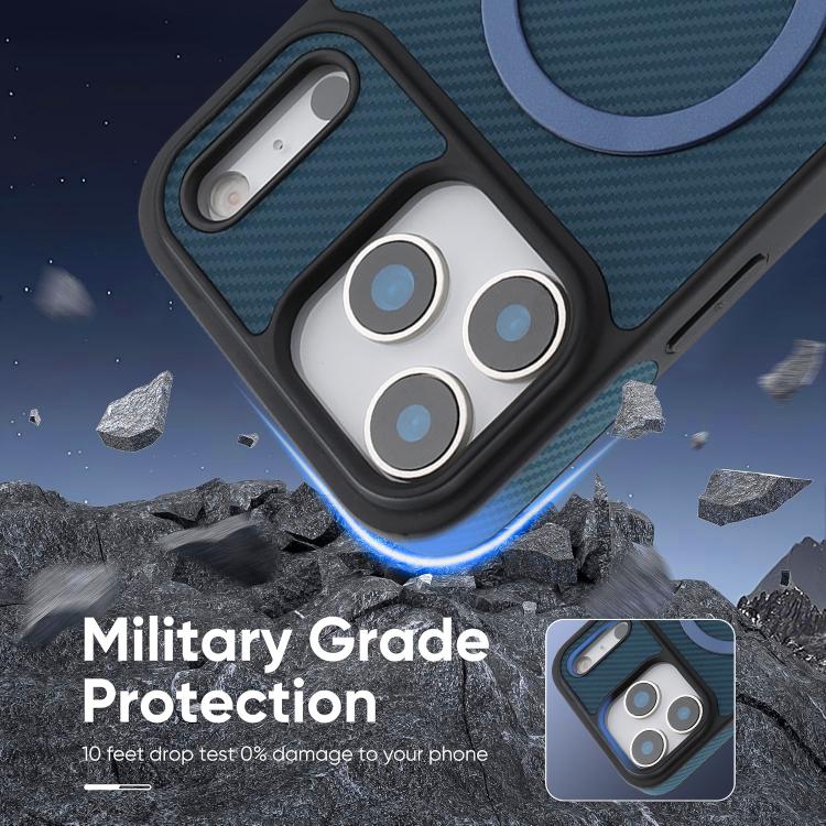 For iPhone 17 Pro Kalebol Carbon Fiber MagSafe Phone Case(Blue) by Kalebol