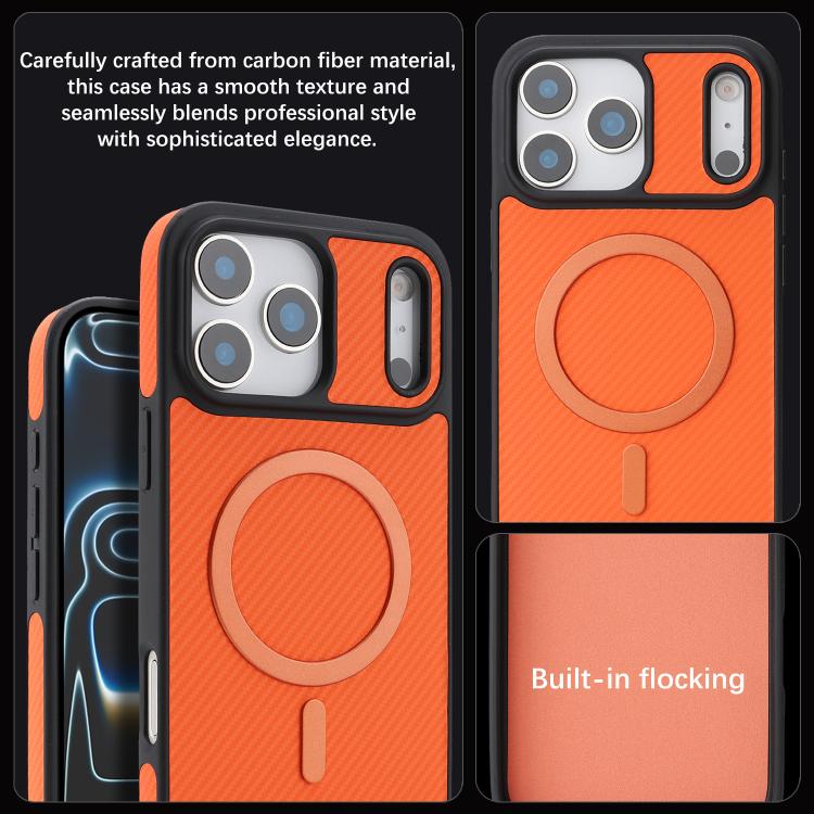 For iPhone 17 Pro Kalebol Carbon Fiber MagSafe Phone Case(Orange) by Kalebol