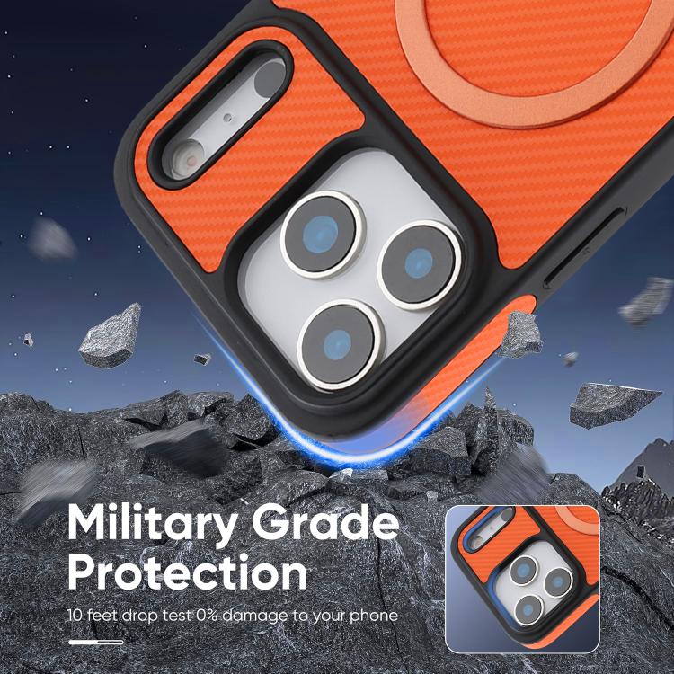 For iPhone 17 Pro Kalebol Carbon Fiber MagSafe Phone Case(Orange) by Kalebol