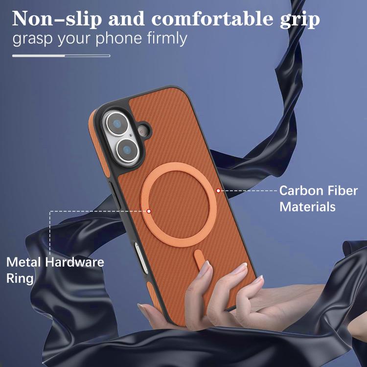For iPhone 17 Kalebol Carbon Fiber MagSafe Phone Case(Brown) by Kalebol