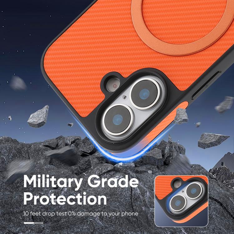 For iPhone 17 Kalebol Carbon Fiber MagSafe Phone Case(Orange) by Kalebol