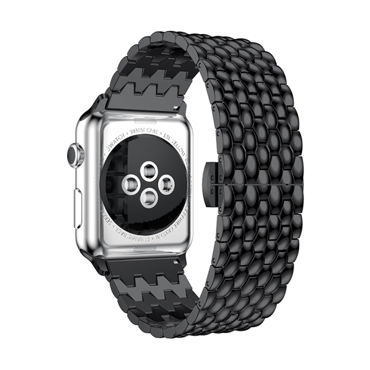 Dragon Grain Solid Stainless Steel Wrist Strap Watch Band for Apple Watch Series 3 & 2 & 1 38mm(Black) by bashfashion