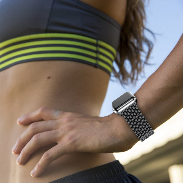 Dragon Grain Solid Stainless Steel Wrist Strap Watch Band for Apple Watch Series 3 & 2 & 1 38mm(Black) by bashfashion