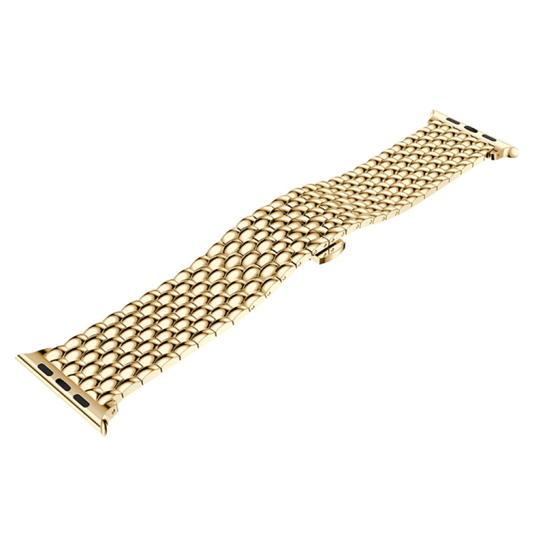 Dragon Grain Solid Stainless Steel Wrist Strap Watch Band for Apple Watch Series 3 & 2 & 1 38mm(Gold) by bashfashion