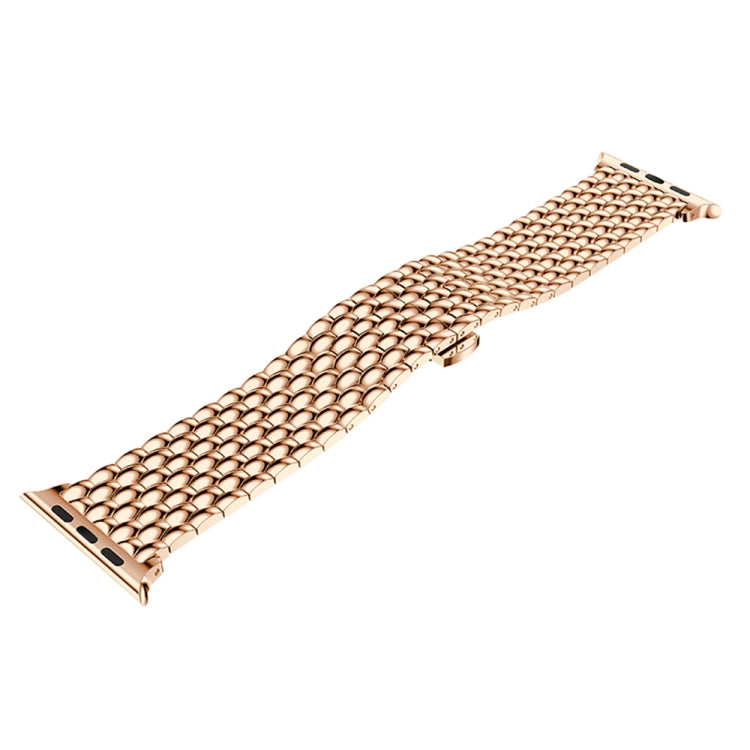 Dragon Grain Solid Stainless Steel Wrist Strap Watch Band for Apple Watch Series 3 & 2 & 1 38mm(Rose Gold) by bashfashion