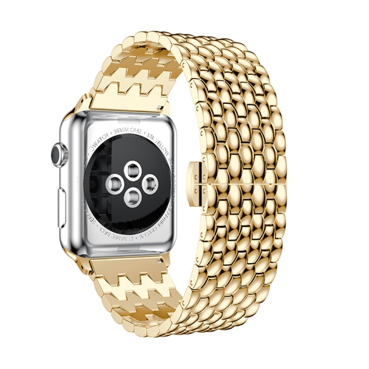 Dragon Grain Solid Stainless Steel Wrist Strap Watch Band for Apple Watch Series 3 & 2 & 1 42mm(Gold) by bashfashion